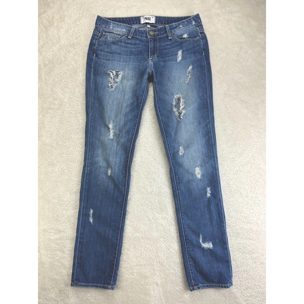 Paige Jimmy Jimmy Skinny Jeans Womens 26 Blue Denim Distressed 5-Pocket USA Made